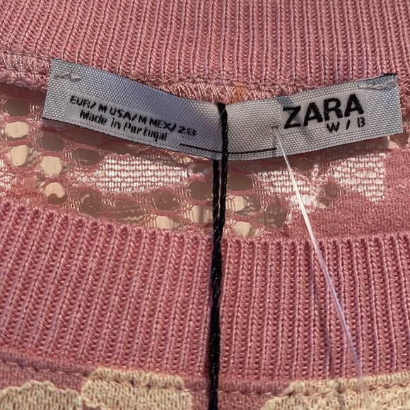 ZARA Pink, pale yellow , white lace top size med - Picture 5 of 7